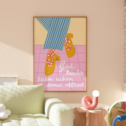 God Leads Wall Art – Funny Christian Print