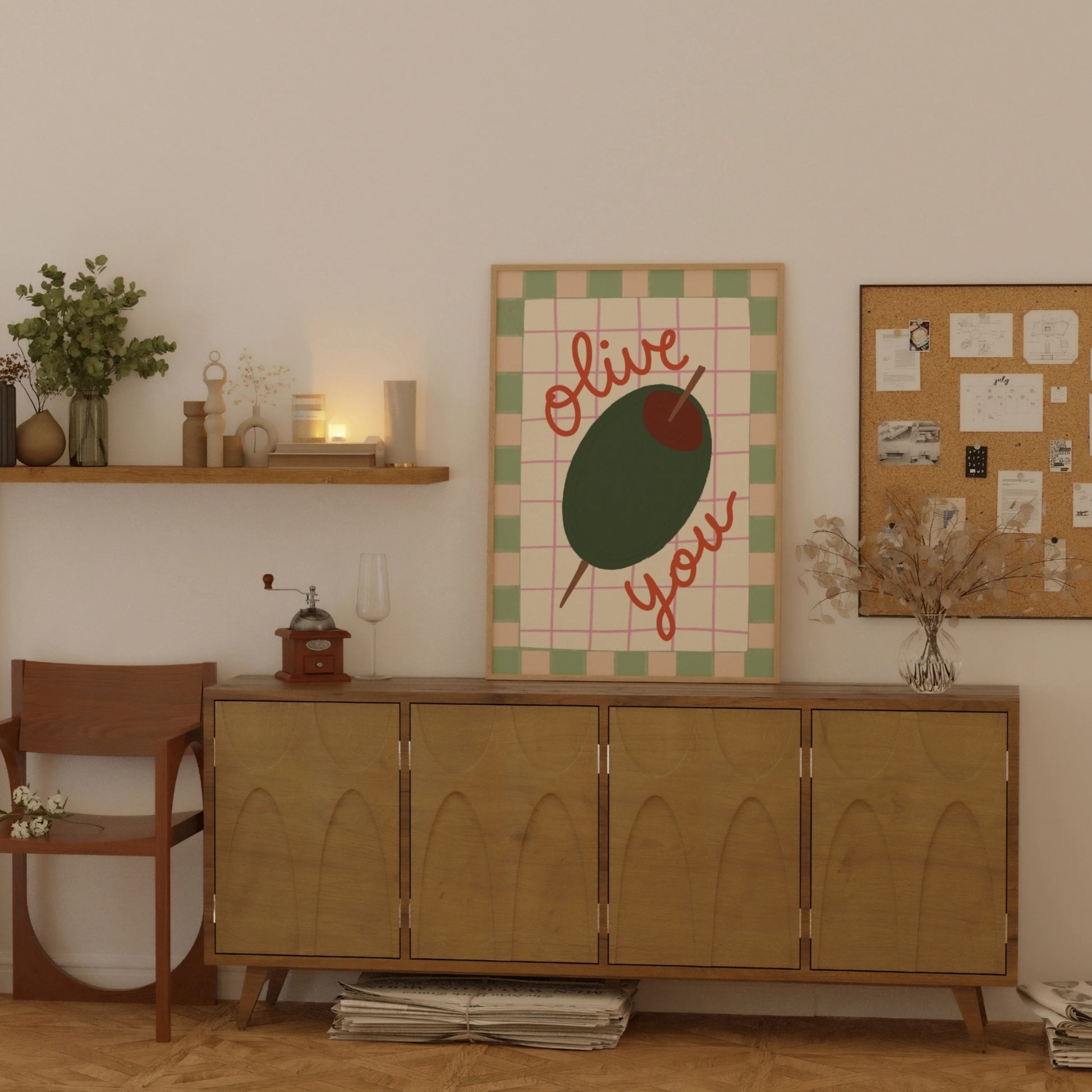 Decorazione murale per la tavola da pranzo italiana – Stampa di pasta, vino e cucina