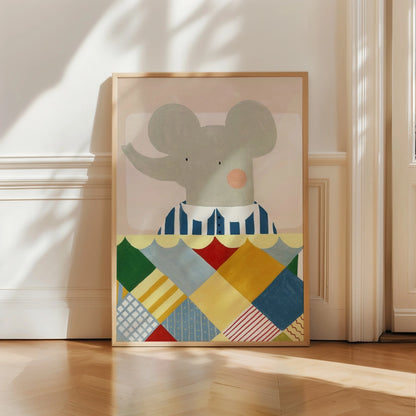 Elephant Nursery Print - Cute Baby Animal Wall Art for Kids