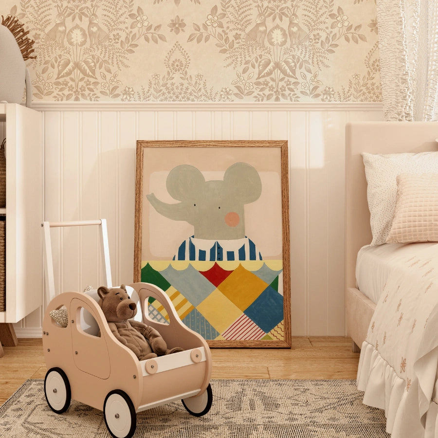 Elephant Nursery Print - Cute Baby Animal Wall Art for Kids
