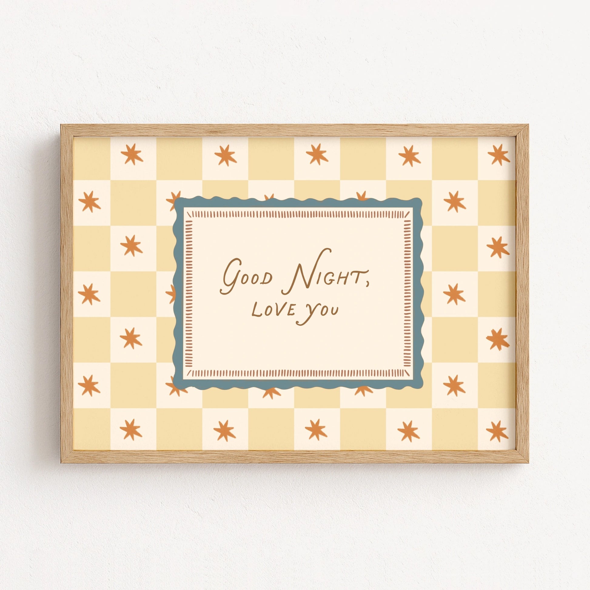 Stampa con citazione della buonanotte per cameretta bebè