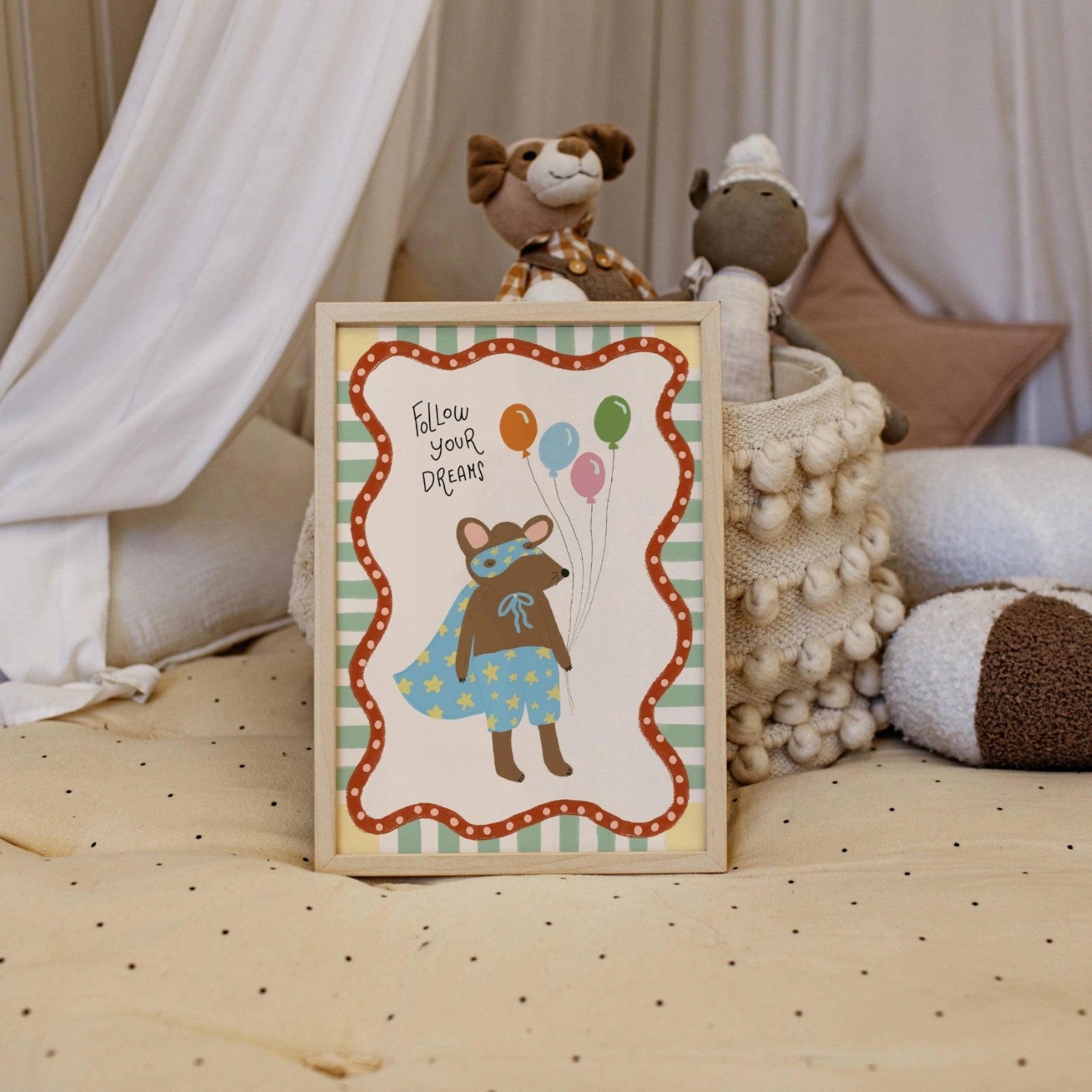 Follow Your Dreams Nursery Wall Art, Colorful Kids Decor