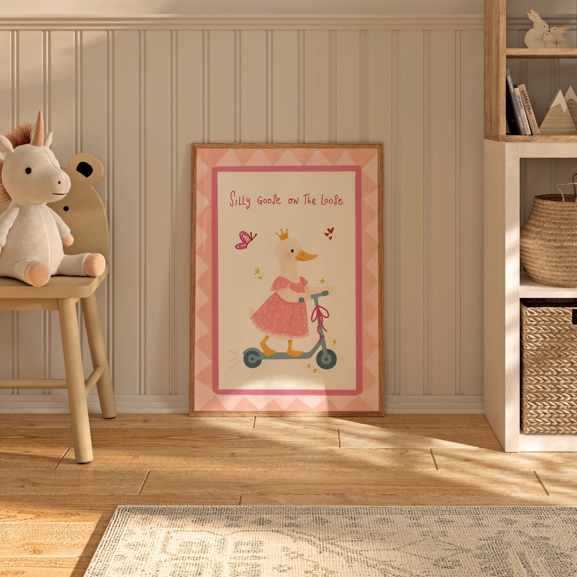 Oie rose rigolote en liberté