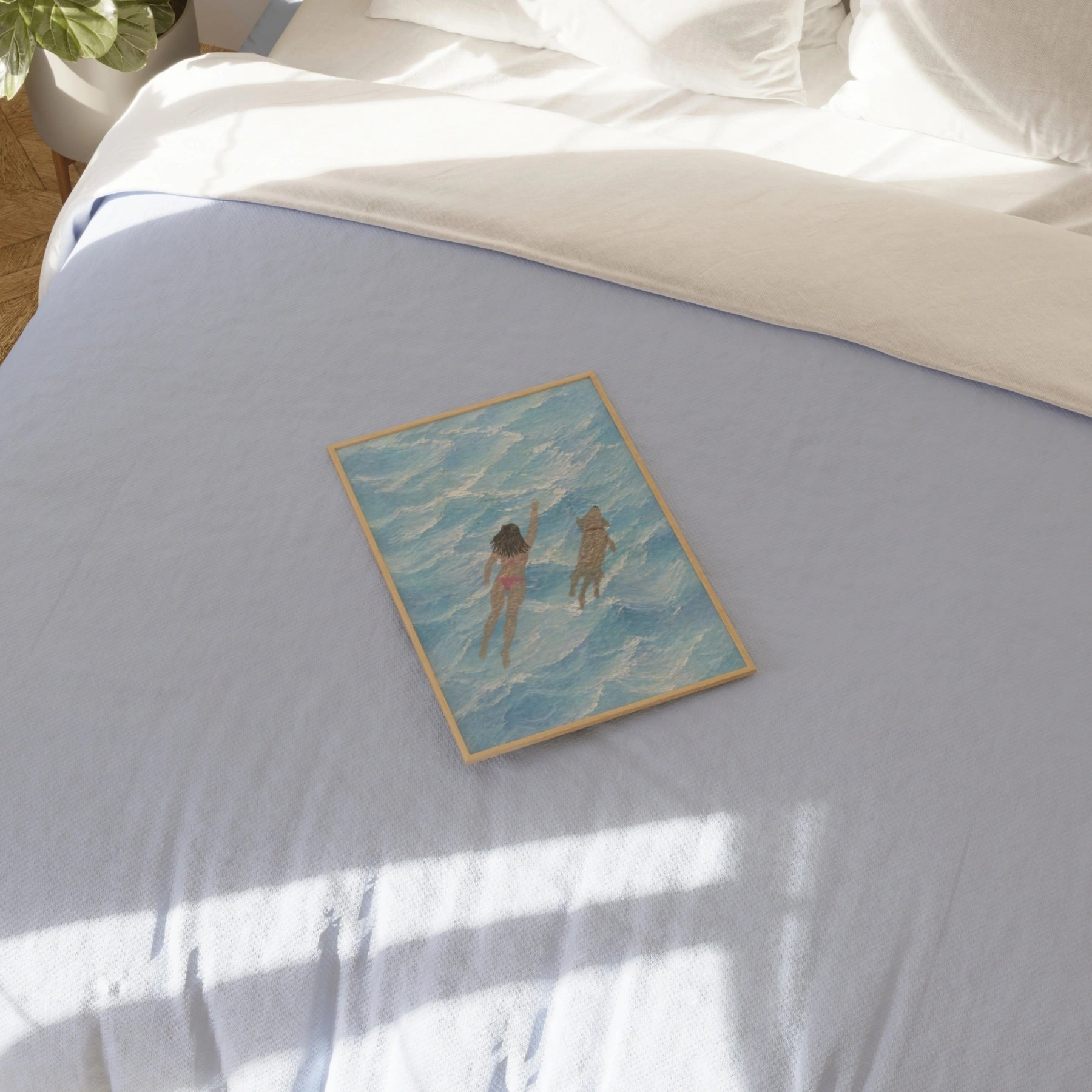 Swimming Girl With Dog Wall Art