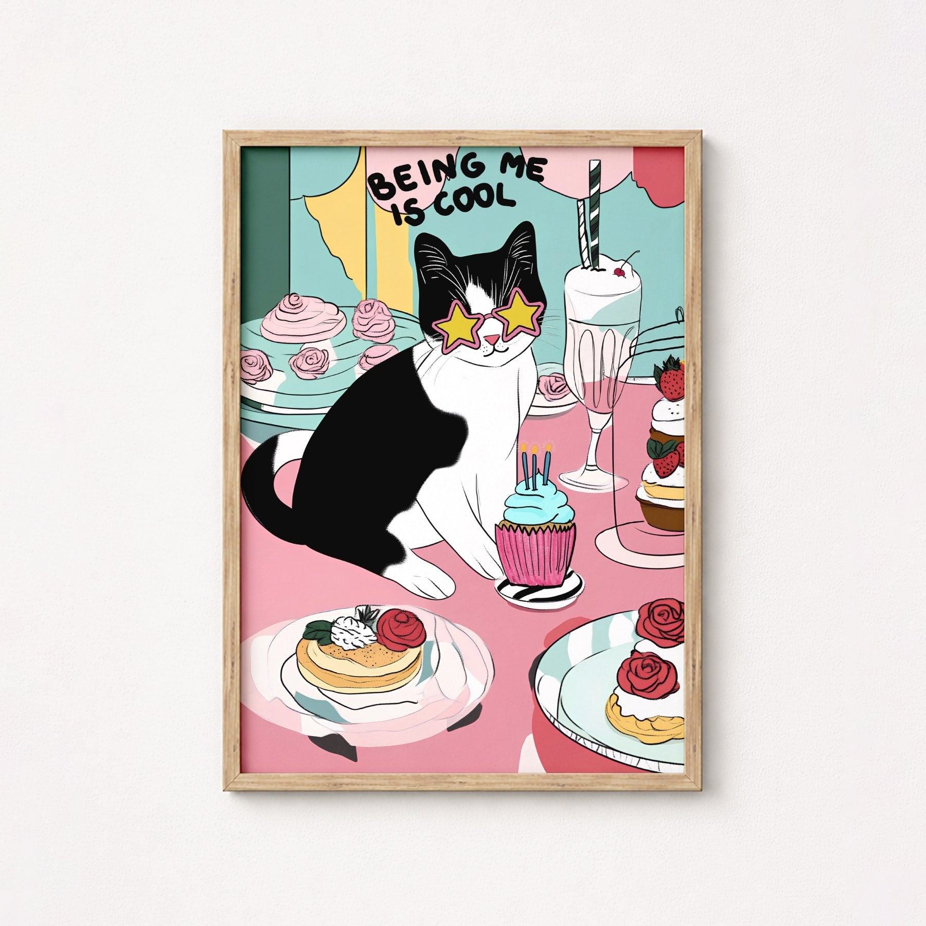 Being Me Is Cool Cat Art – Funky Wall Print