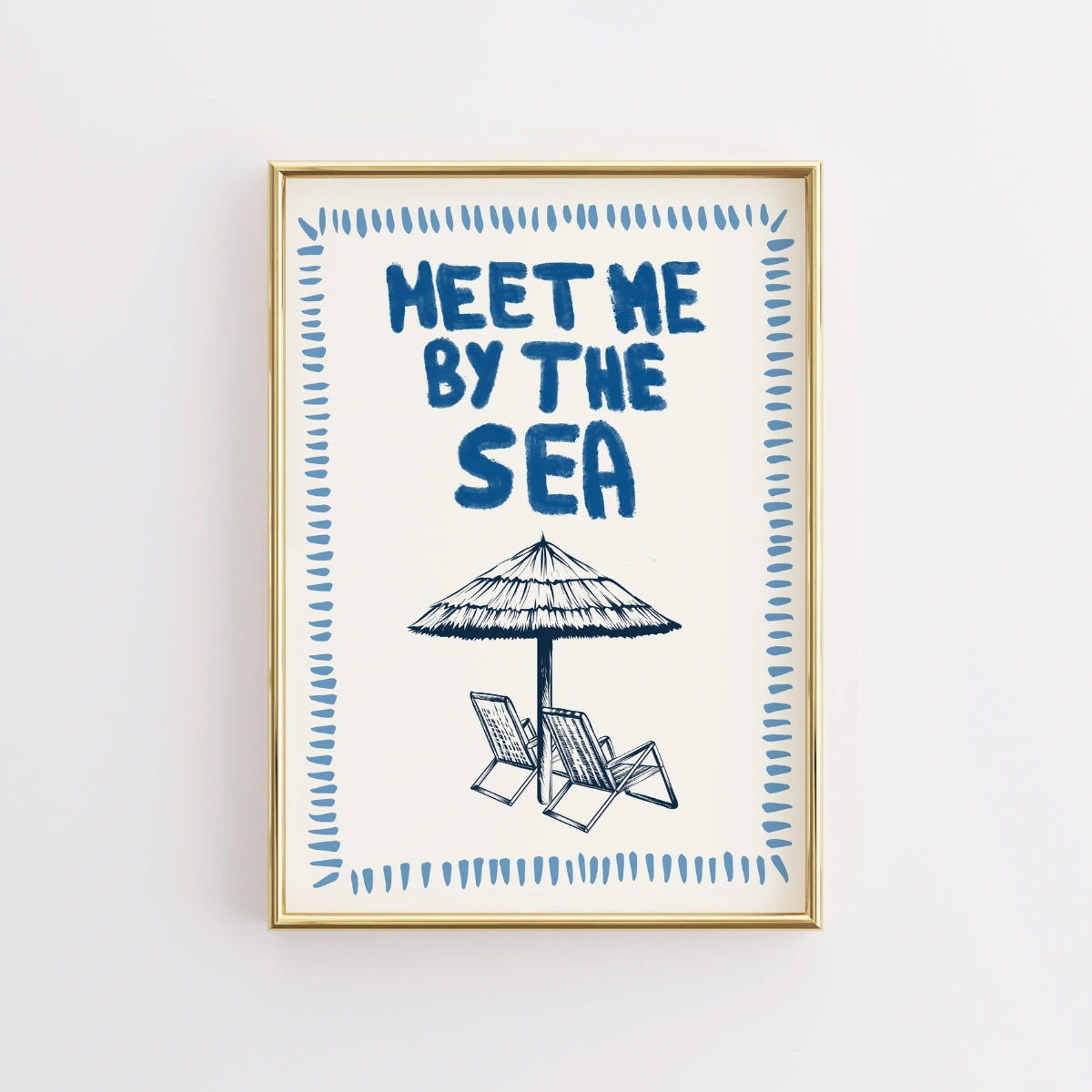 Meet Me by the Sea Print - Beach Umbrella Wall Art