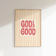 God’s Good Coral Lettering – Christian Wall Art