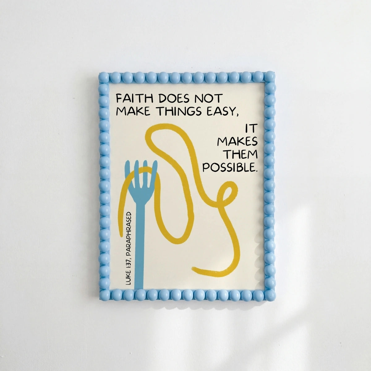 Arte de Pared Cristiano Faith Makes It Possible – Impresión Parafraseada de Lucas 1:37, Decoración Cristiana de Pared