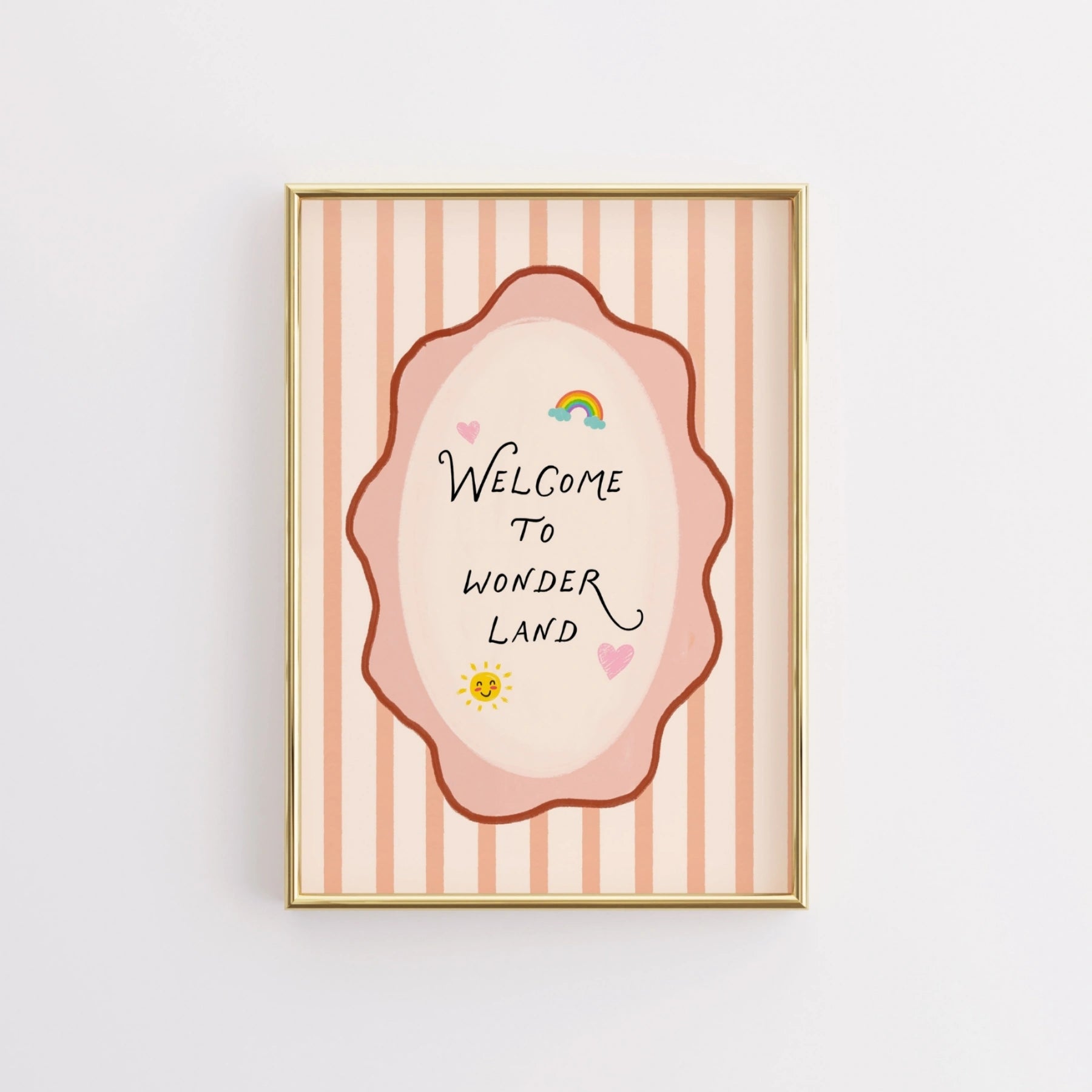 Stampa da parete per cameretta con frase “Welcome To Wonderland”