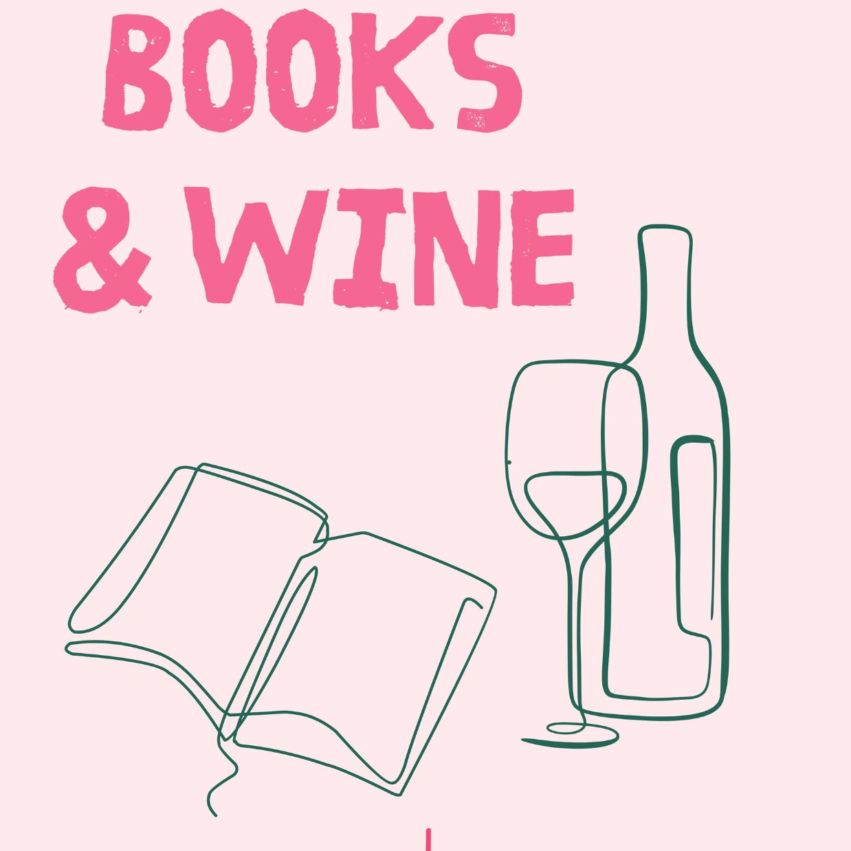 Books and Wine - Bookish Pink Print