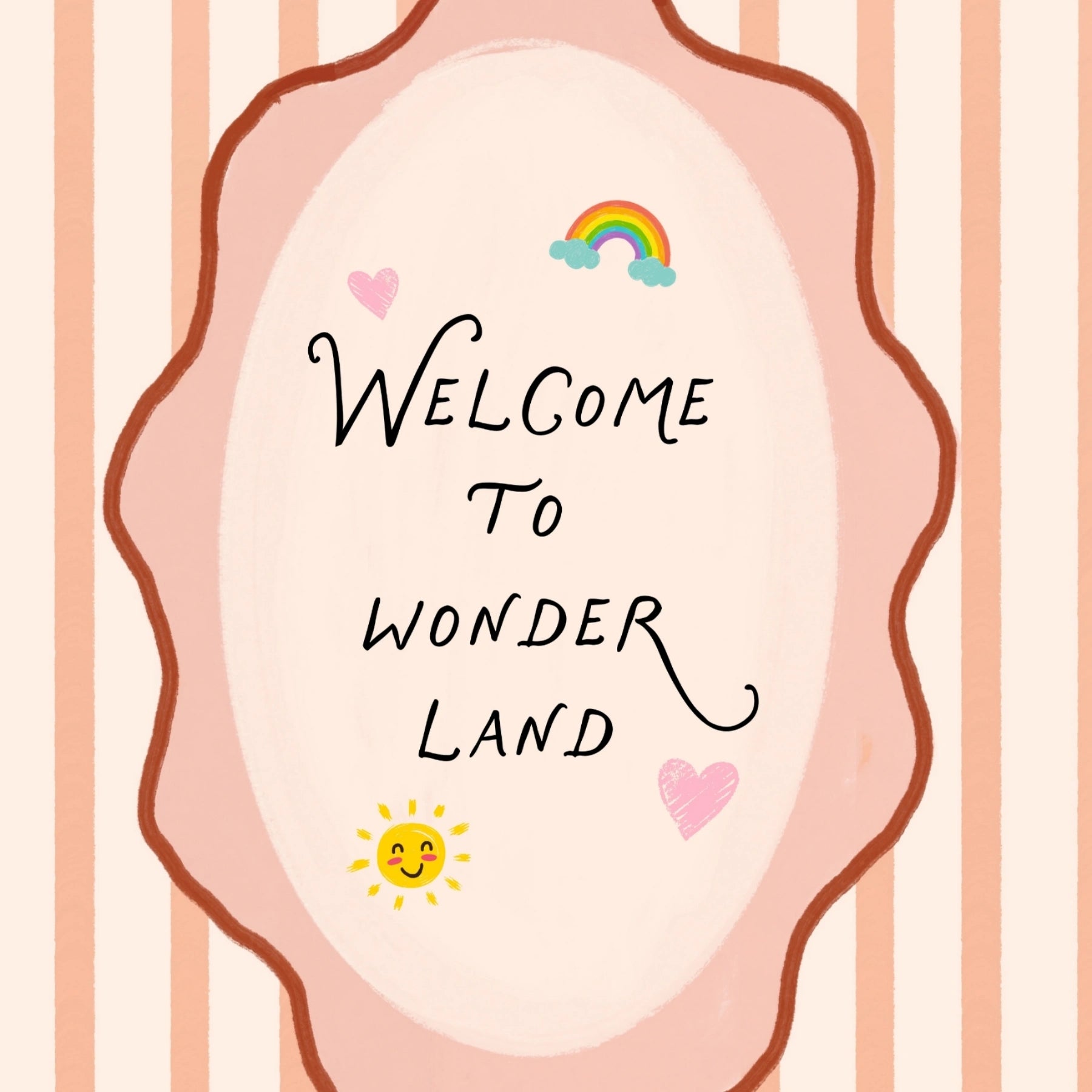 Stampa da parete per cameretta con frase “Welcome To Wonderland”