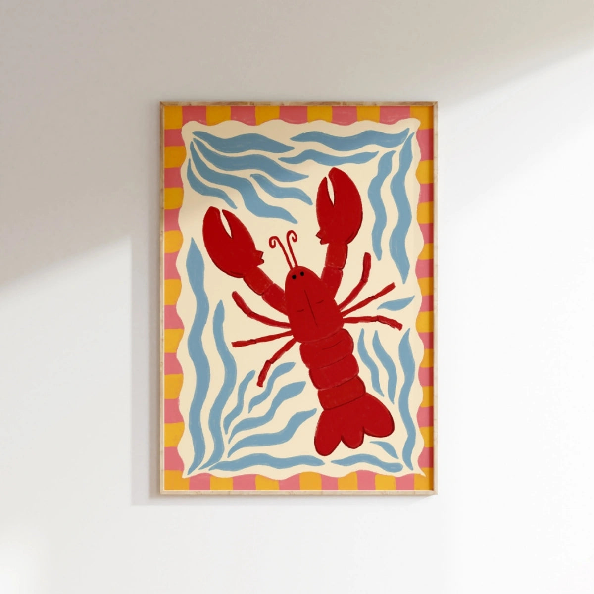 Impresión de arte de pared de langosta, decoración de pared costera