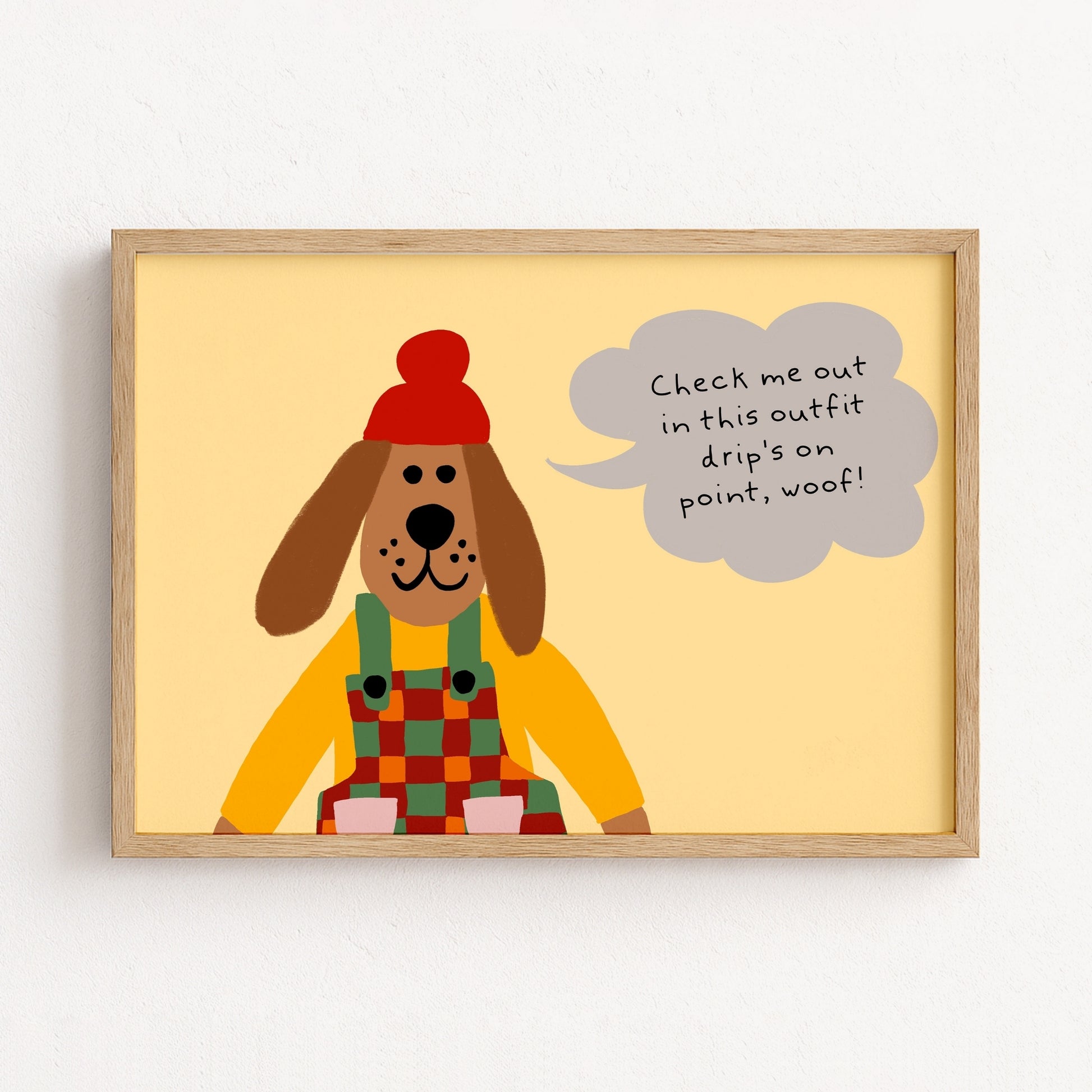 Stampa per cameretta dei bambini con cane – Simpatica decorazione murale con animali per bambini