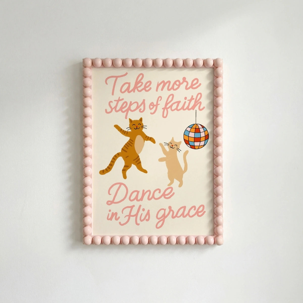 Dance in His Grace Christian Wall Art – Funny Cat Faith Print, Christian Wall Decor