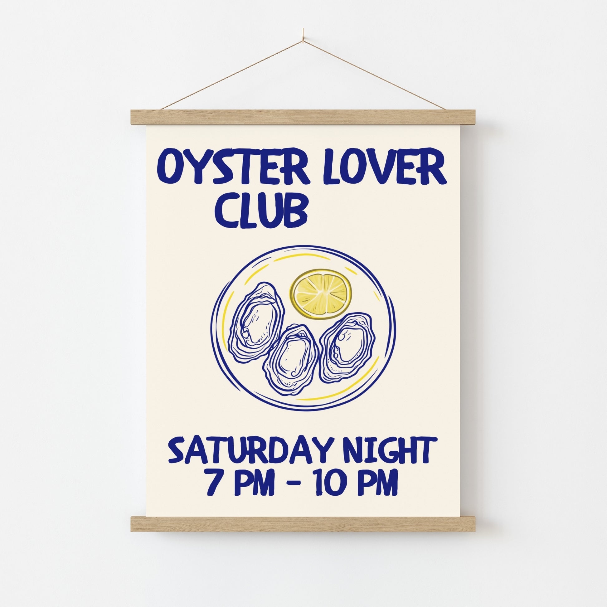 Oyster Lover Club Wall Art - Stampa di cucina costiera