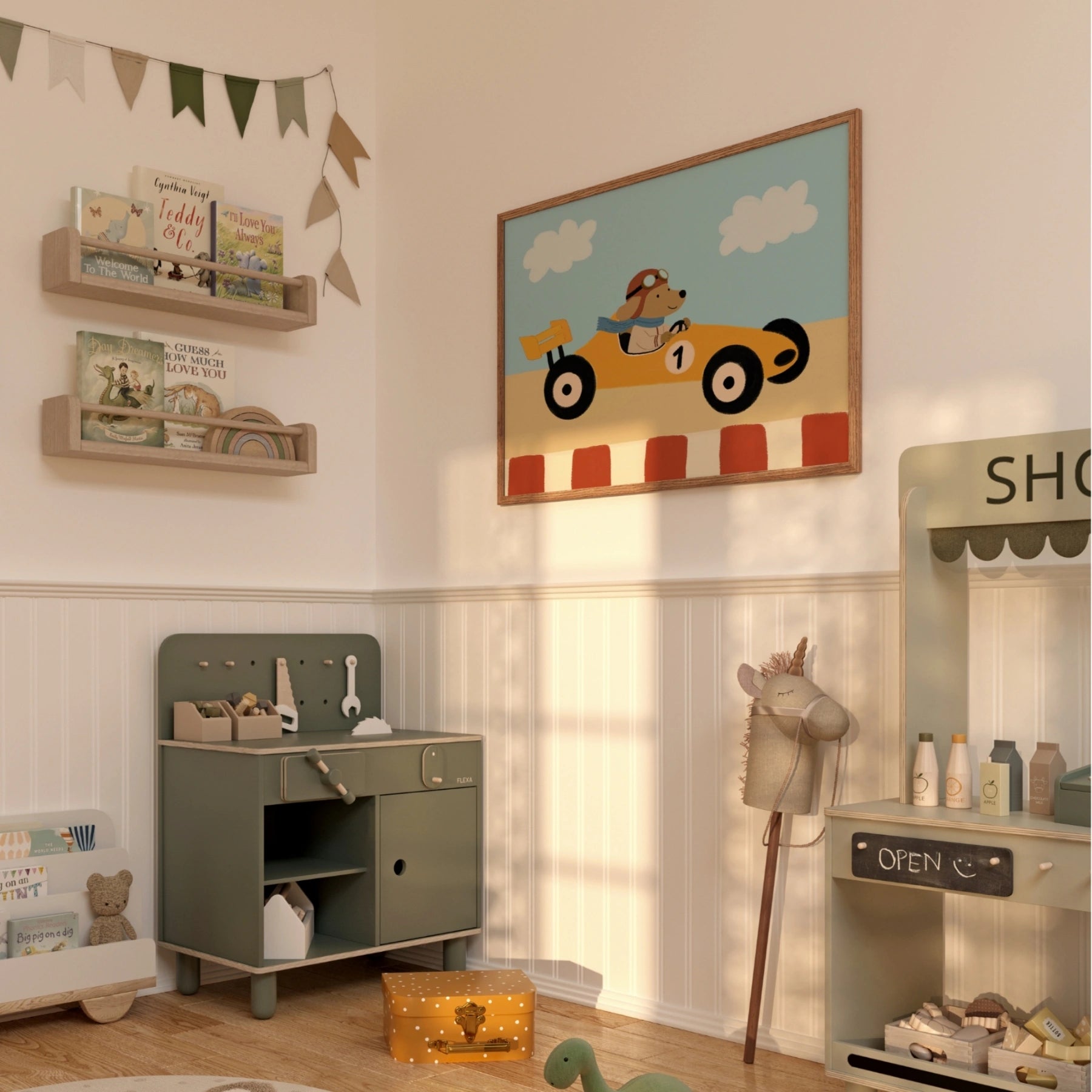 Race Car Dog Nursery Wall Art