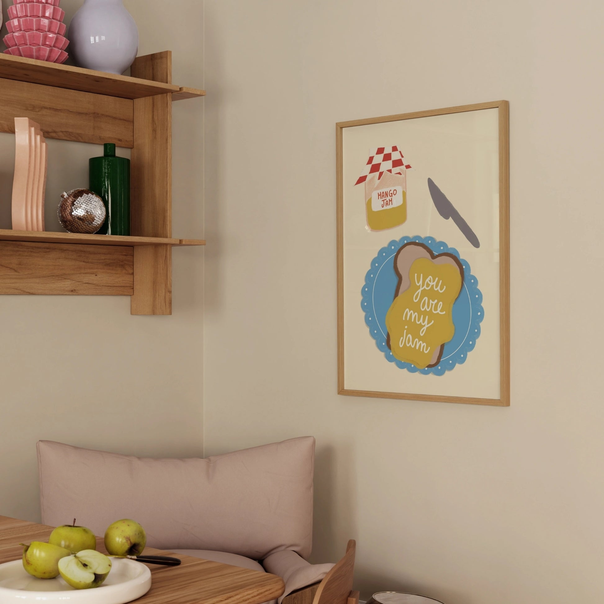 Decorazione murale per la tavola da pranzo italiana – Stampa di pasta, vino e cucina