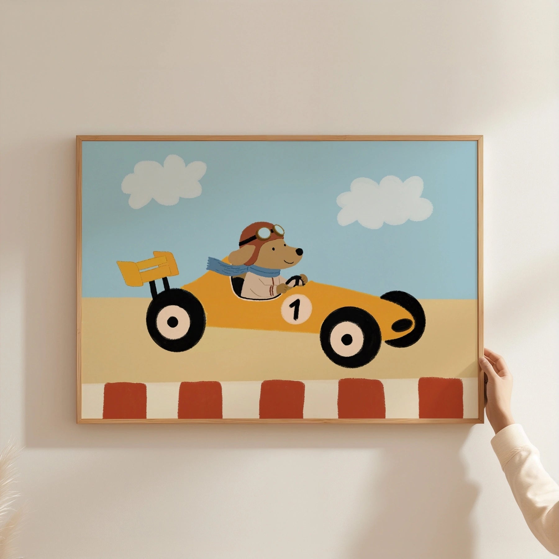 Race Car Dog Nursery Wall Art
