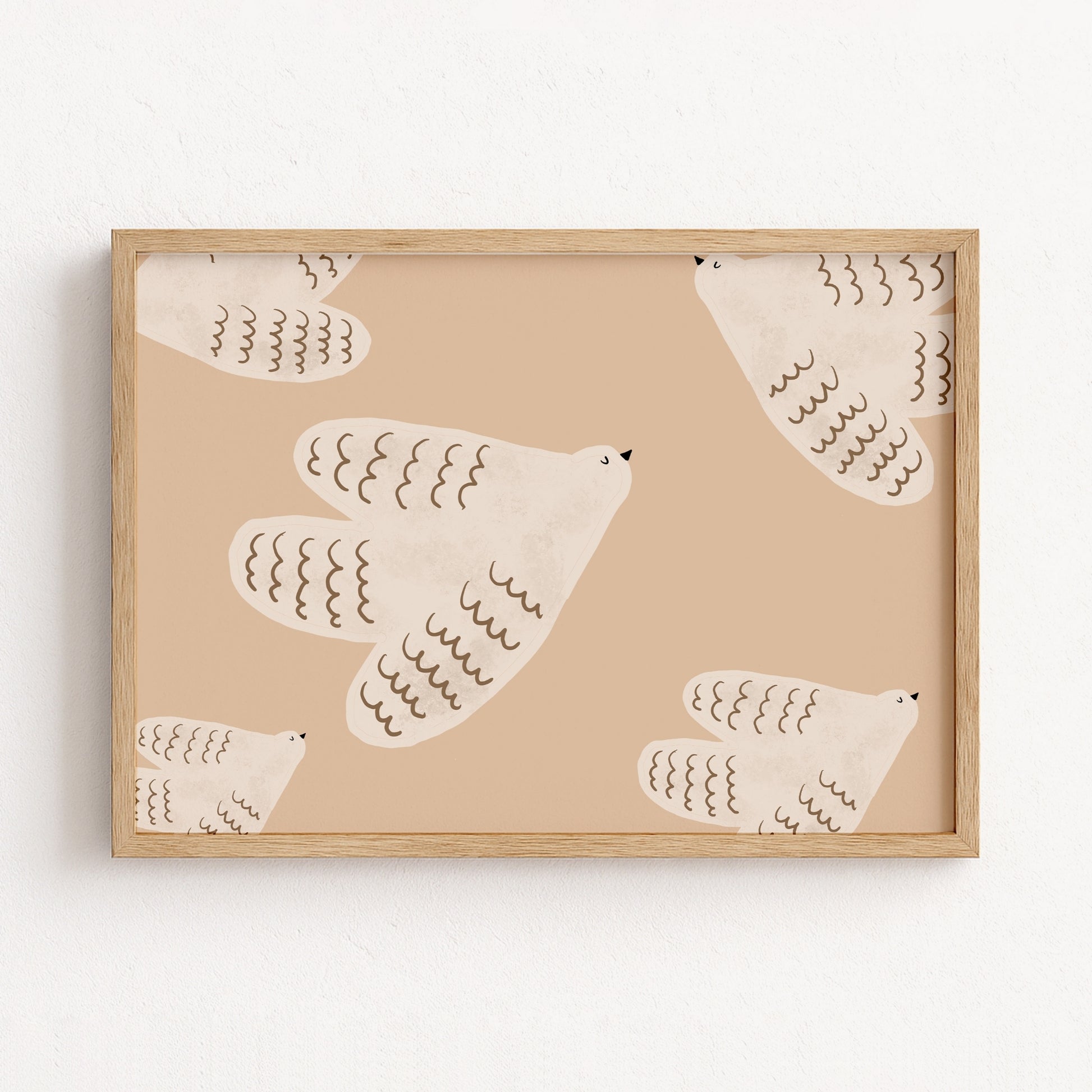 Flying Doves Nursery Print – Cute Animal Wall Art for Kids