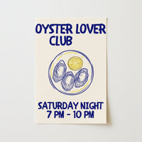 Oyster Lover Club Wall Art - Stampa di cucina costiera