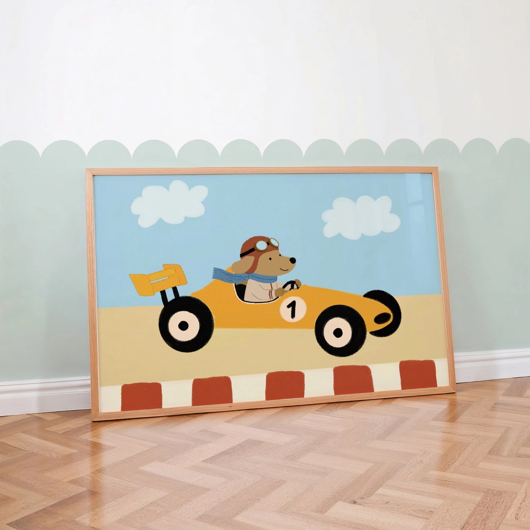 Race Car Dog Nursery Wall Art