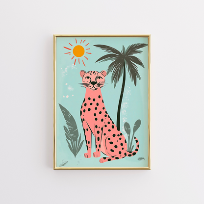 Pink Cheetah Wall Art – Tropical Animal Print