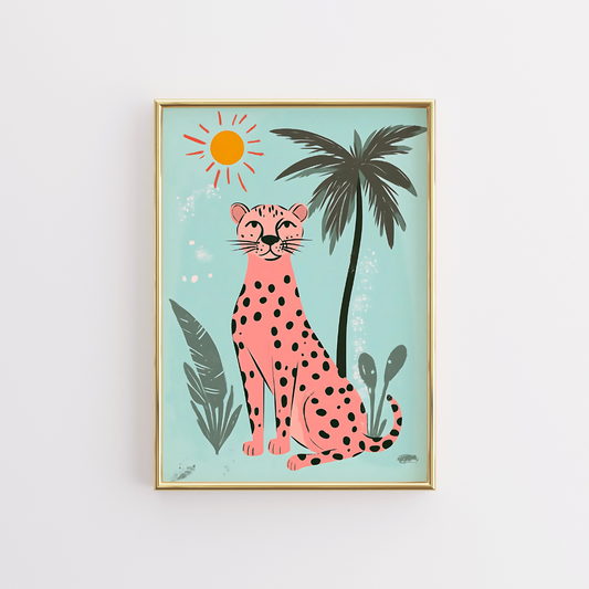 Pink Cheetah Wall Art – Tropical Animal Print