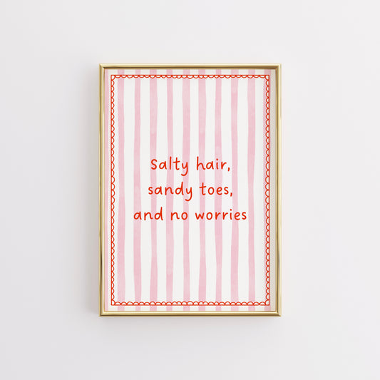 Salty Hair Wall Art – Beach Quote Print