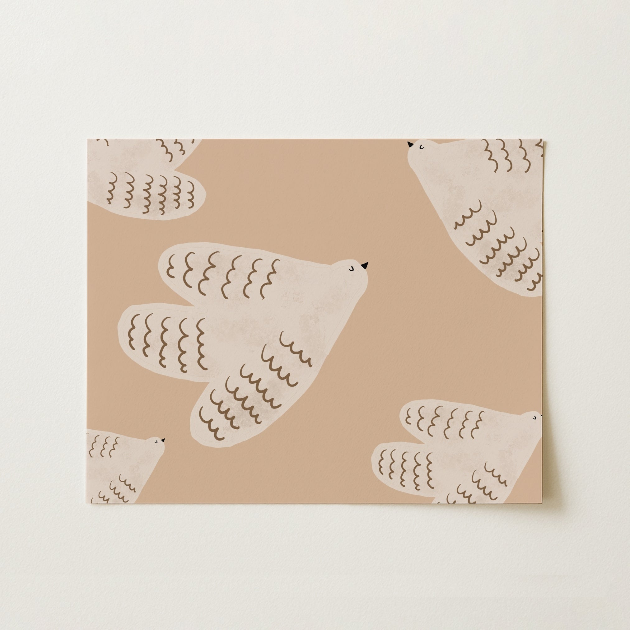 Flying Doves Nursery Print – Cute Animal Wall Art for Kids