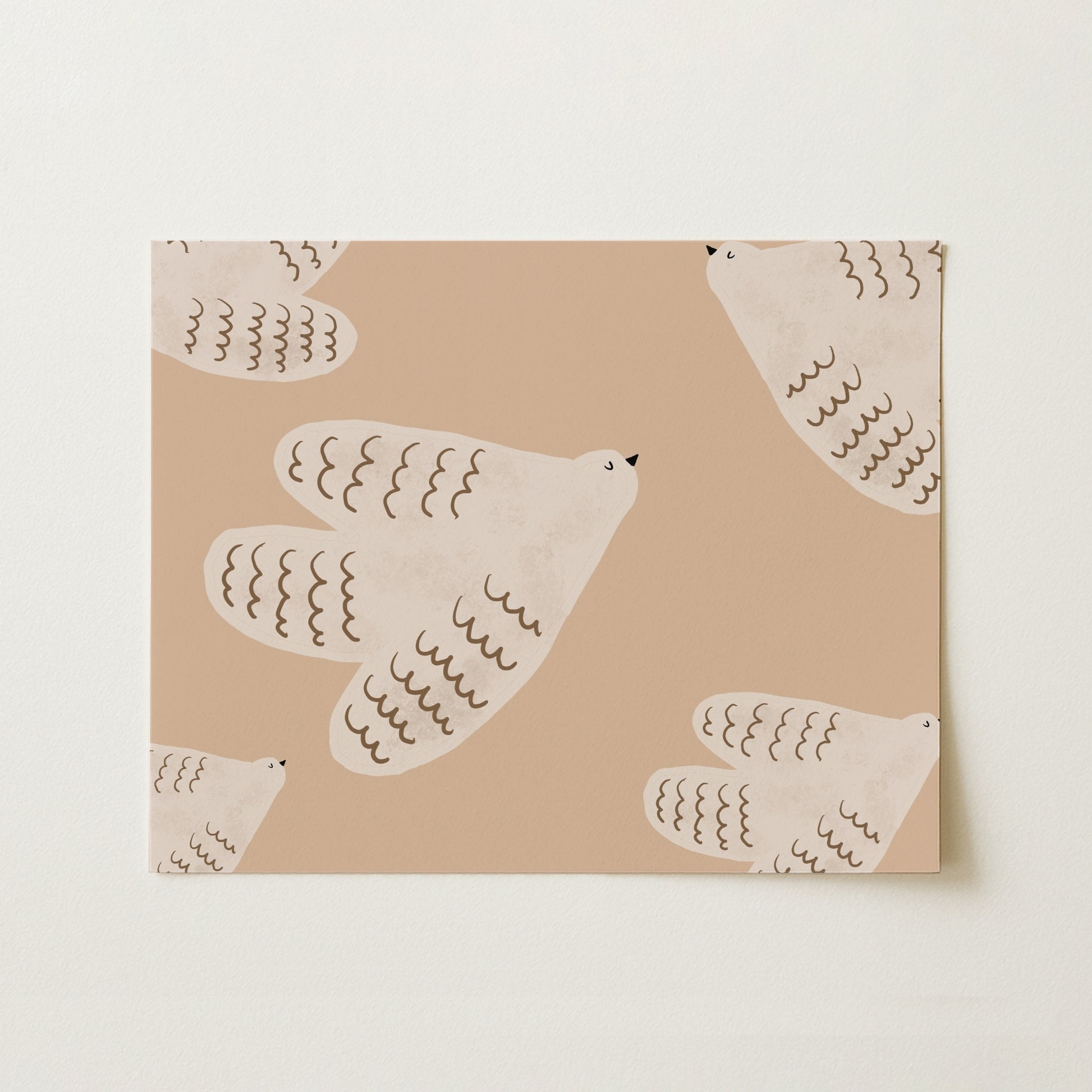 Flying Doves Nursery Print – Cute Animal Wall Art for Kids