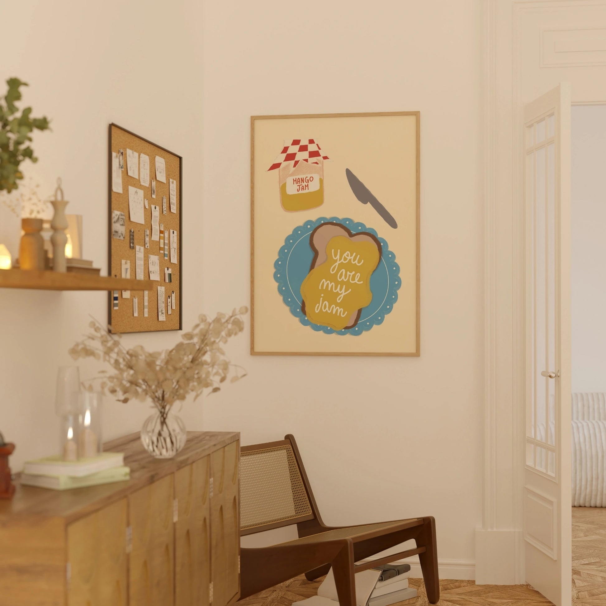 Decorazione murale per la tavola da pranzo italiana – Stampa di pasta, vino e cucina