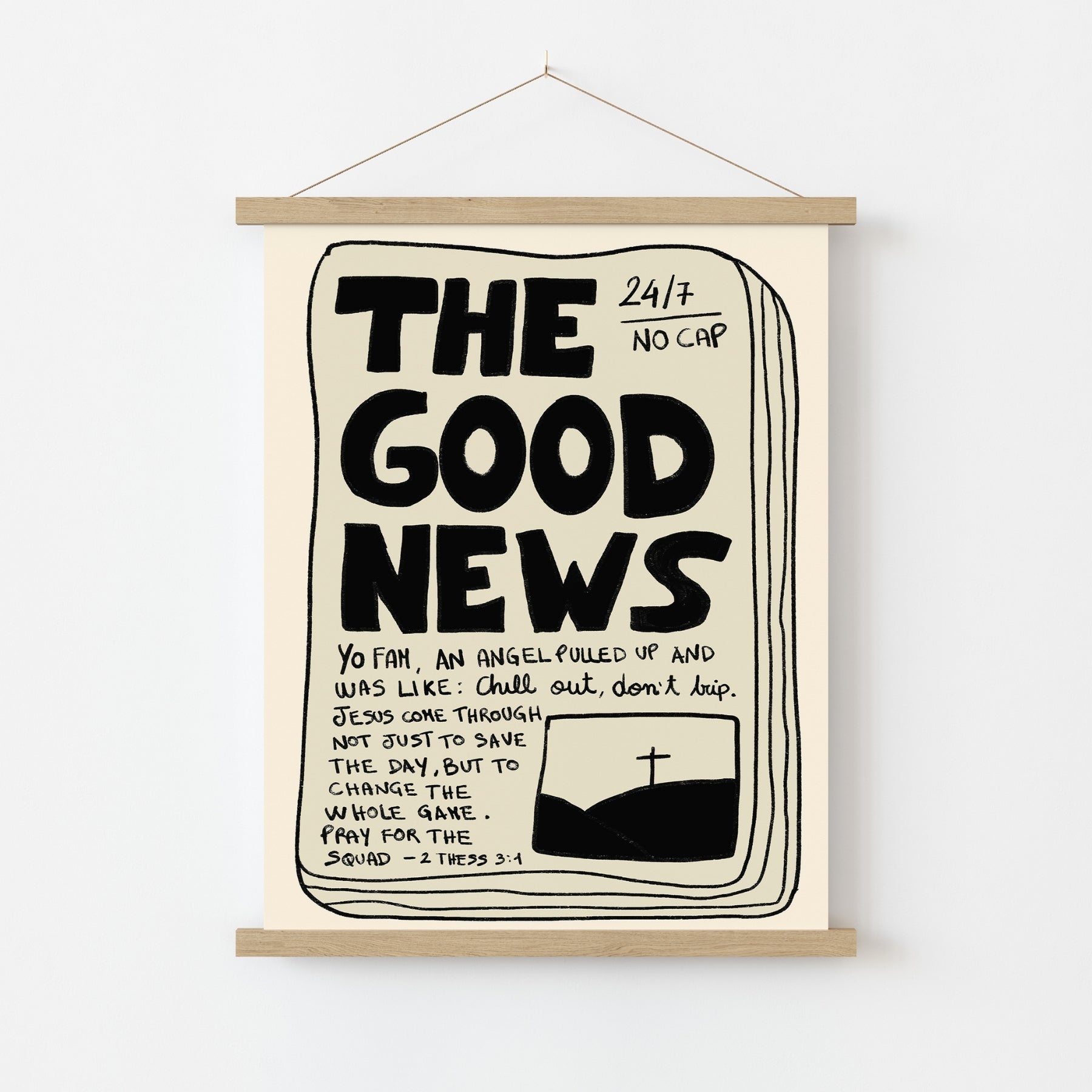 The Good News Print – Gen Z Christian Wall Art, Christian Wall Decor