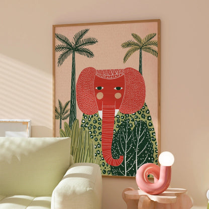 Elephant Wall Art – Whimsical Safari Animal Print