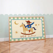 Yeehaw Cowboy on a Rocking Horse – Nursery & Kids Wall Art