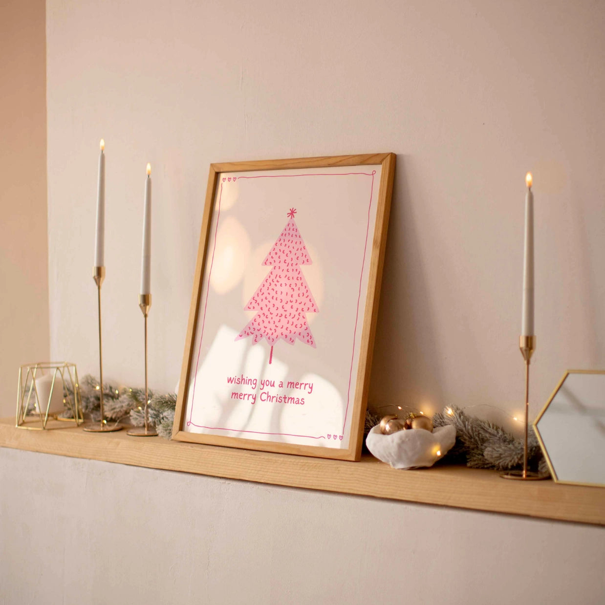 Pink Christmas Tree Print
