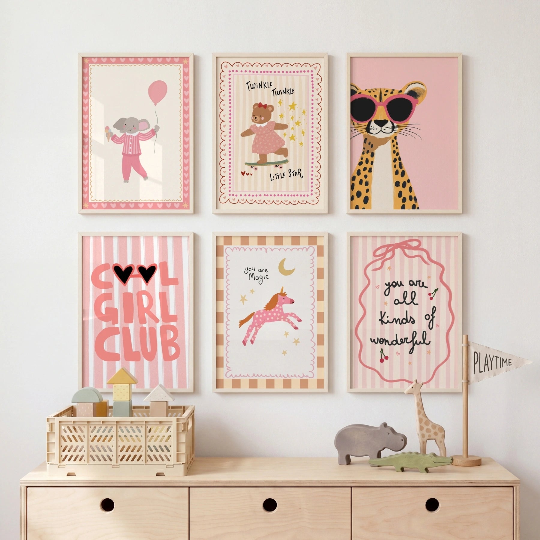 Girl Nursery Wall Art Set of 6
