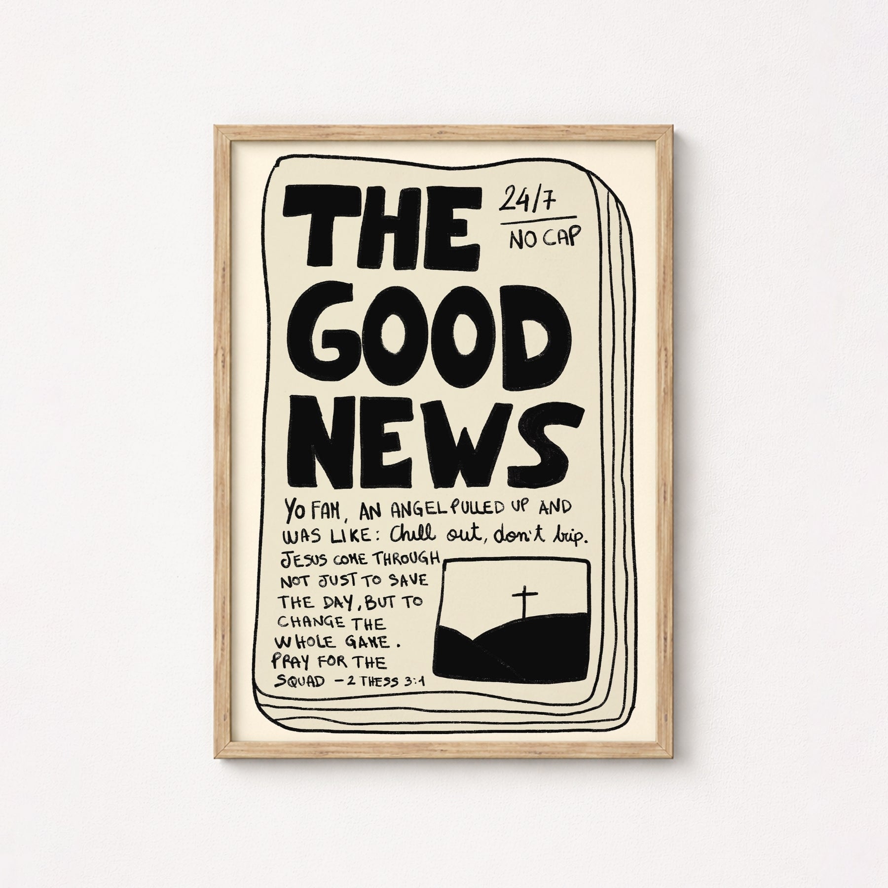 The Good News Print – Gen Z Christian Wall Art, Christian Wall Decor