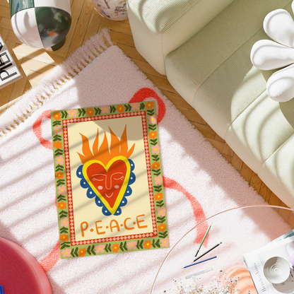 Peace Sacred Heart Print – Christian Folk Art Wall Decor