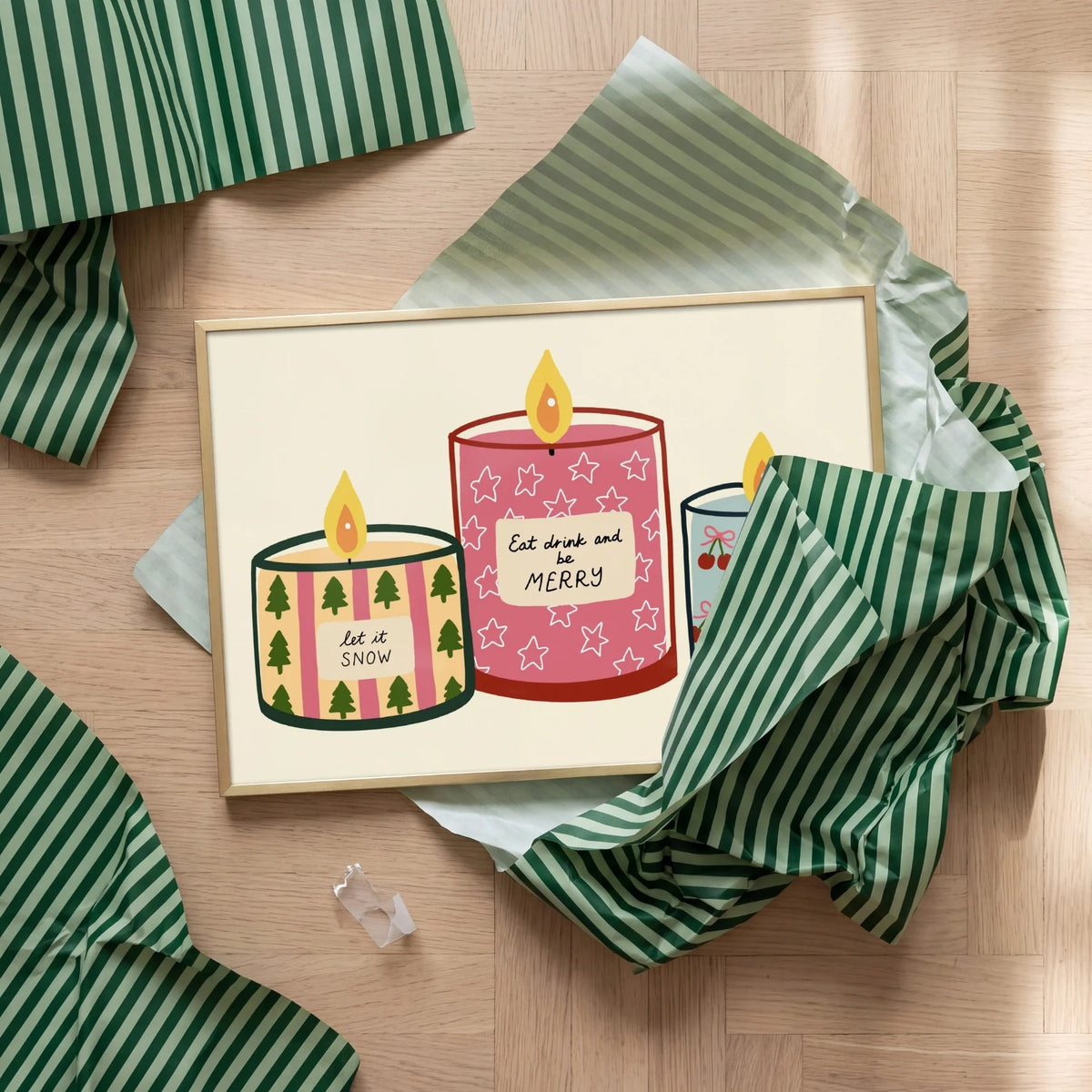 Festive Christmas Candles – Póster de Navidad