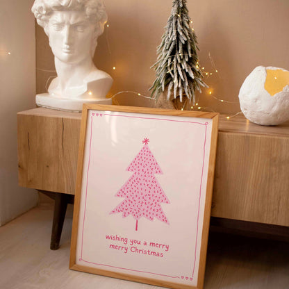 Pink Christmas Tree Print