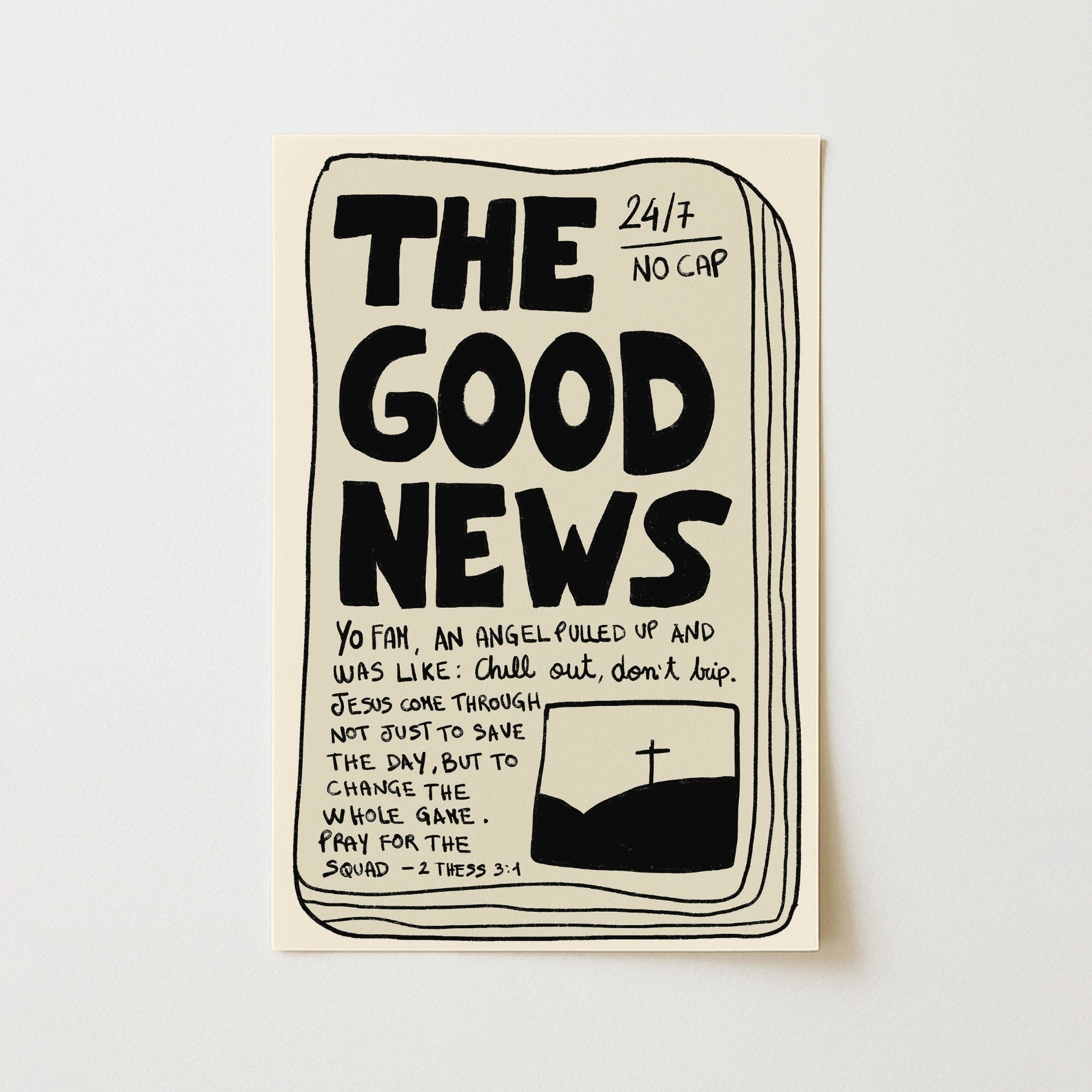 The Good News Print – Gen Z Christian Wall Art, Christian Wall Decor
