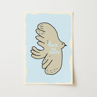Peace on Earth Christian Wall Art – Minimal Dove Print, Christian Wall Decor