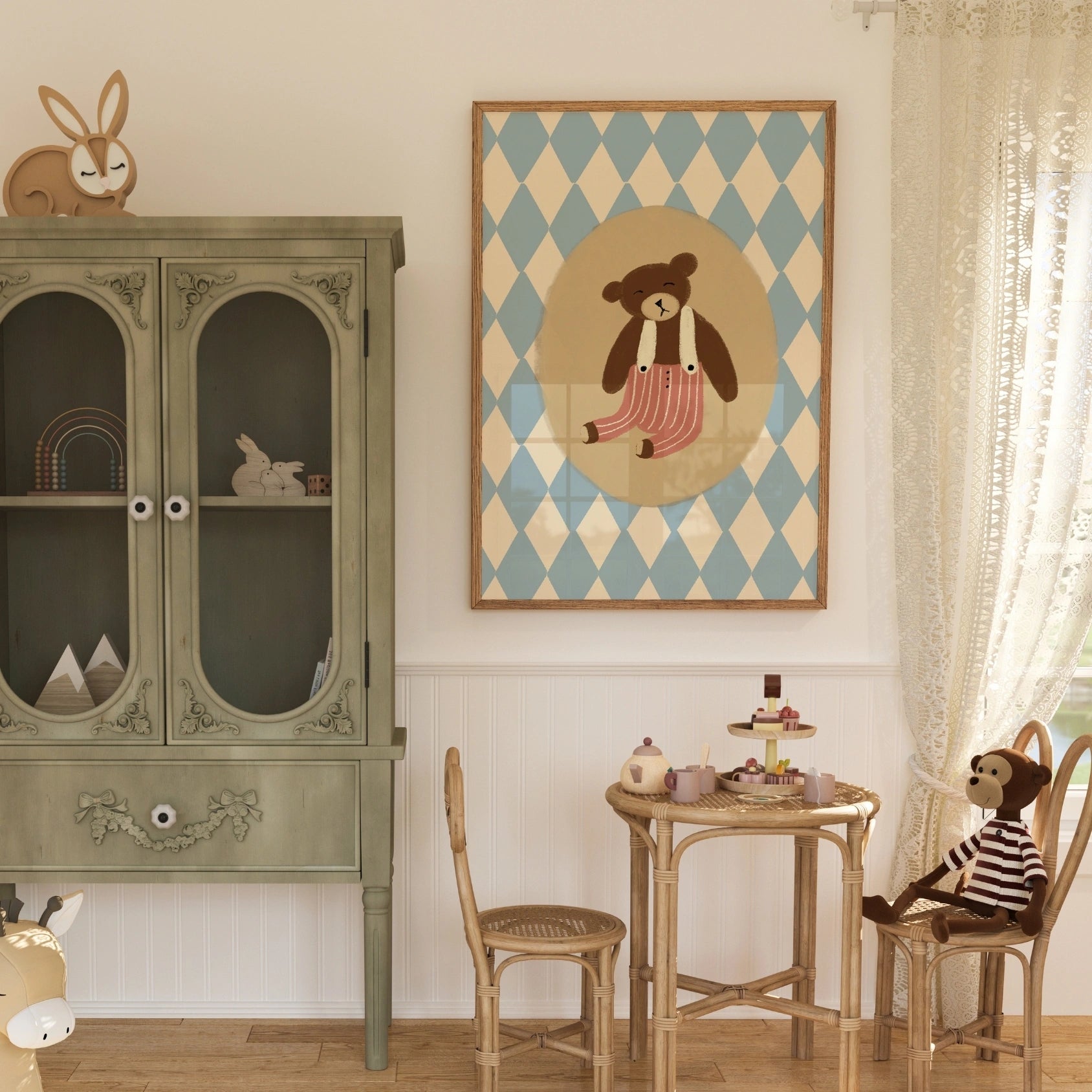 Stampa vintage per cameretta orsacchiotto