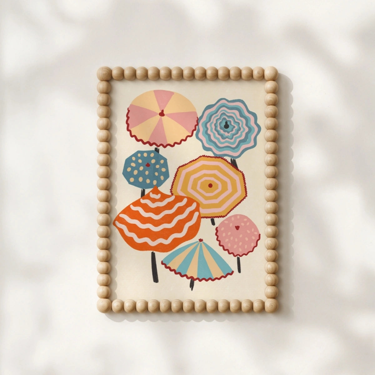 Colorful Beach Umbrella Wall Art, Coastal Wall Decor