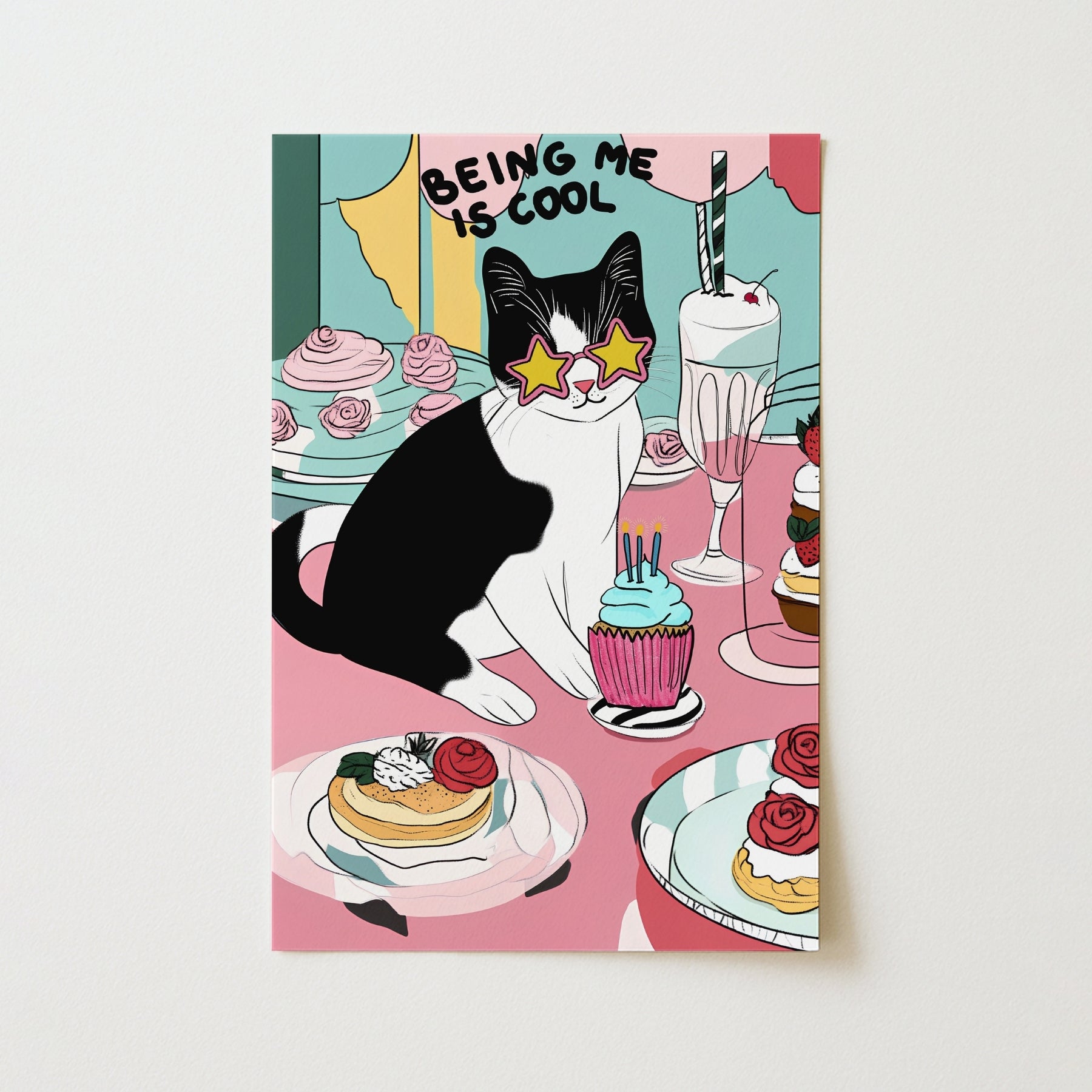 Being Me Is Cool Cat Art – Funky Wall Print