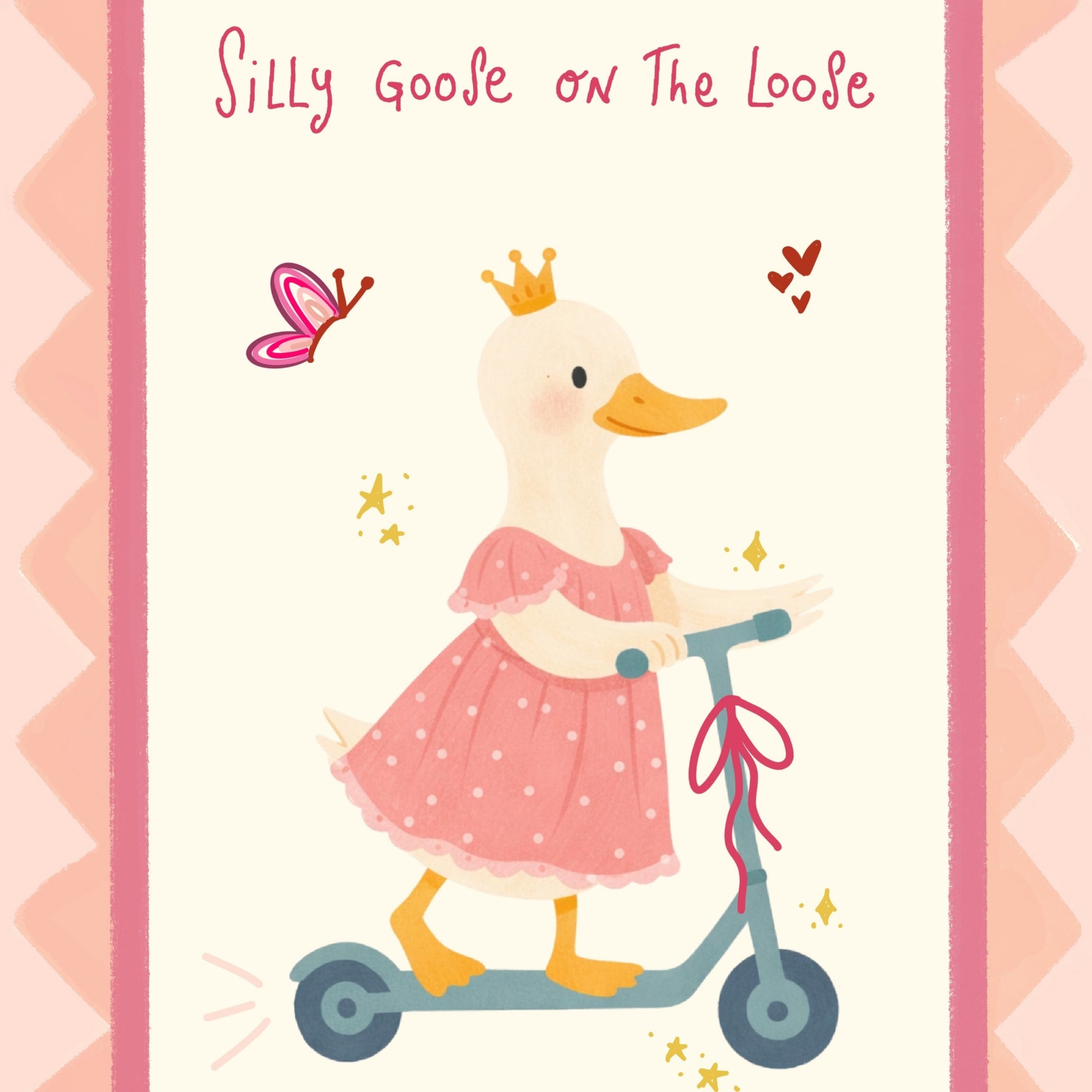 Oie rose rigolote en liberté