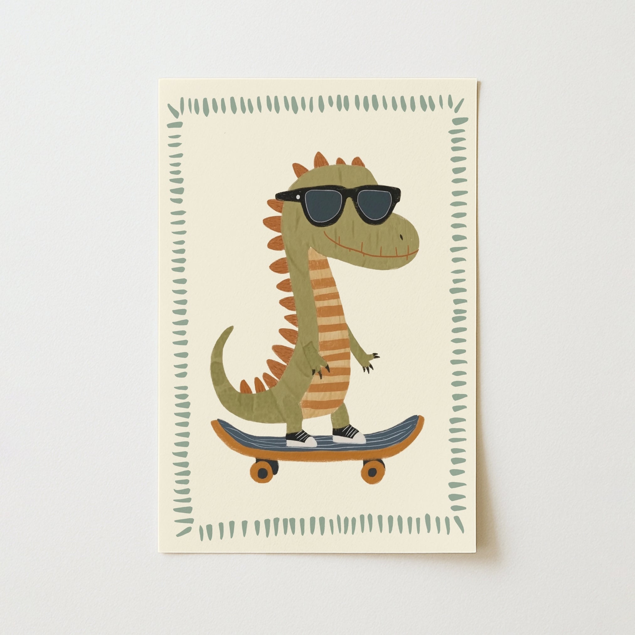 Fantastica arte con skateboard di dinosauri - Poster per cameretta dei dinosauri