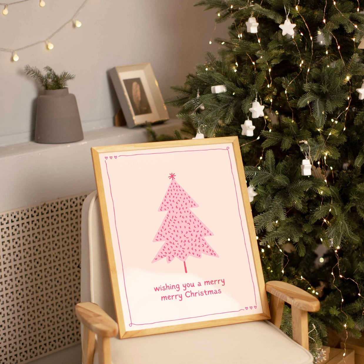 Pink Christmas Tree Print