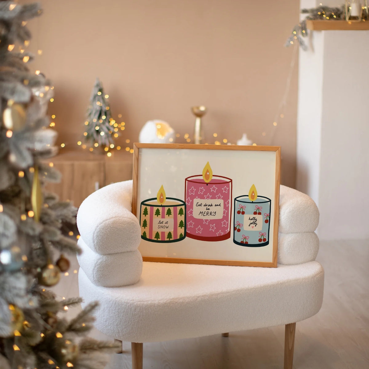Festive Christmas Candles – Póster de Navidad