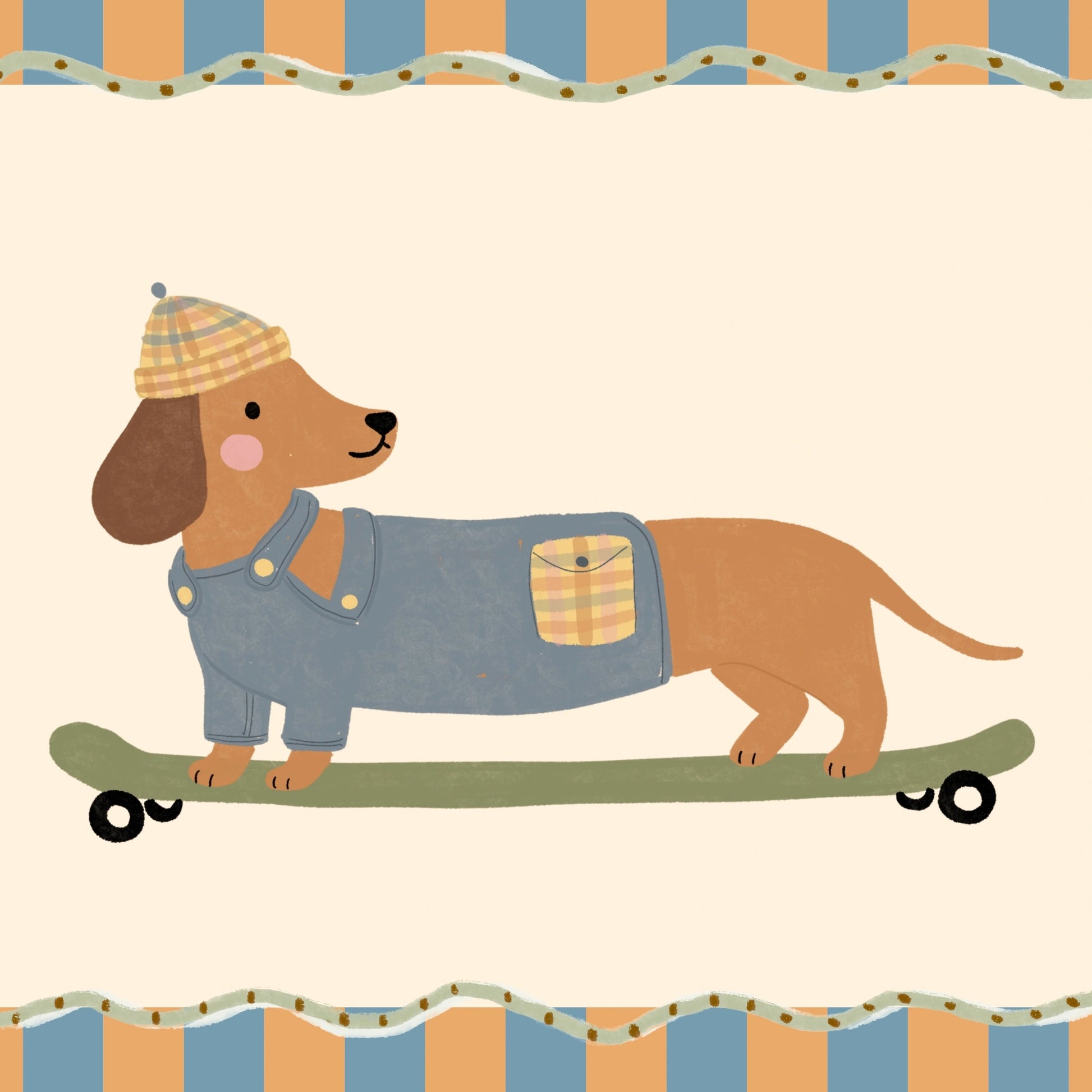 Stampa Cagnolino sullo skateboard per cameretta